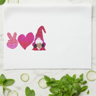 Frieden Liebe Gnom Valentinstag Sublimation Geschirrtuch