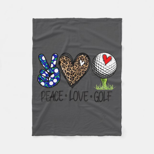 Frieden Liebe Golf Lustiger Leopard Herz Golf Lieb Fleecedecke (Vorderseite)