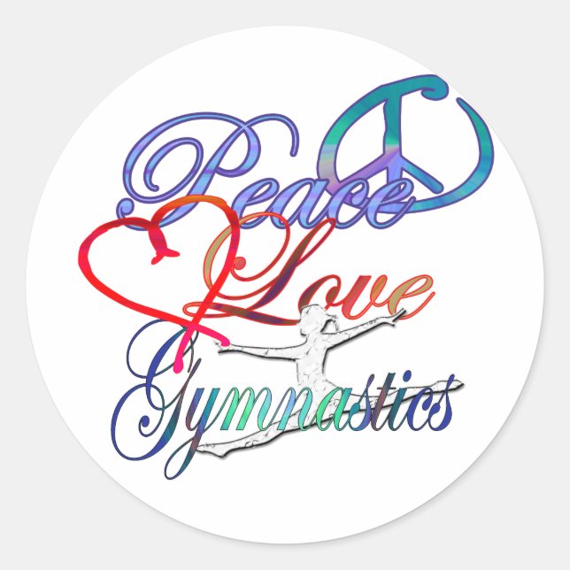Frieden, Liebe, Gymnastik Sticker (Vorderseite)