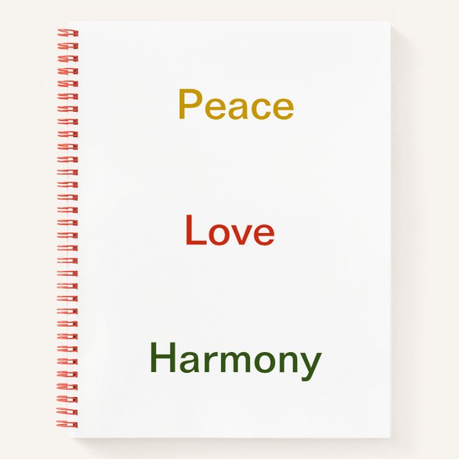 Frieden Liebe Harmonie goldgrün Notizbuch (Vorderseite)