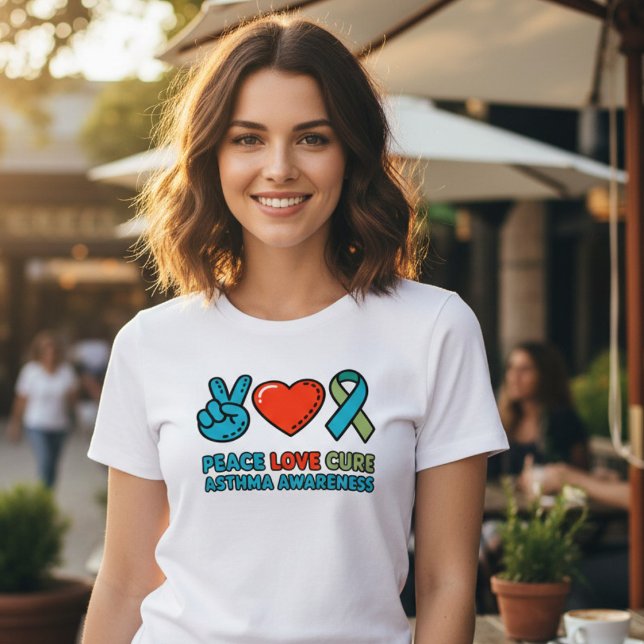 Frieden Liebe Heilt Asthma-Bewusstsein Tri-Blend Shirt (Von Creator hochgeladen)