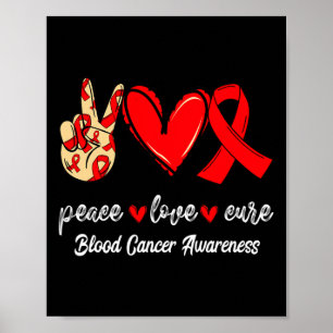 Frieden Liebe Heilt Blutkrebs Rotes Band Bewusstse Poster