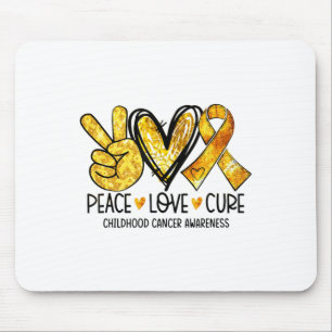 Frieden Liebe Heilung Gold Herz Band Kindheitskreb Mousepad