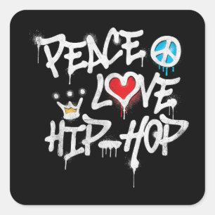 Frieden Liebe Hip-Hop-Tanz Quadratischer Aufkleber