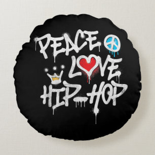 Frieden Liebe Hip Hop Tanz Rundes Kissen