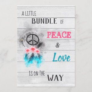 *~* Frieden & Liebe Hippie Neutrale Rustikale Baby Einladung