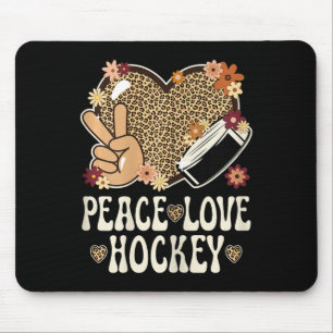 Frieden Liebe Hockey Liebhaber Leoparden Druck Mäd Mousepad