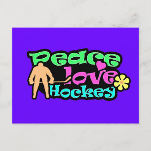 Frieden, Liebe, Hockey; Retro Postkarte