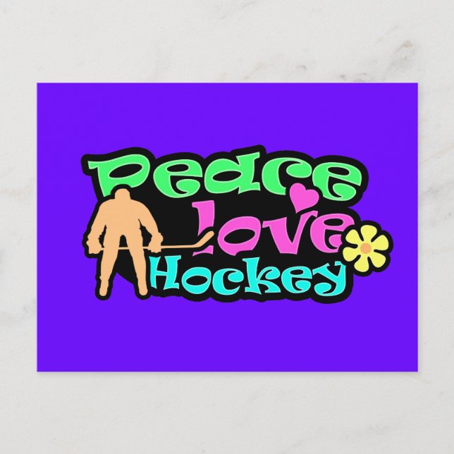 Frieden, Liebe, Hockey; Retro Postkarte (Vorderseite)