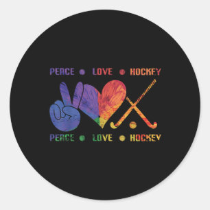 Frieden Liebe Hockey Runder Aufkleber