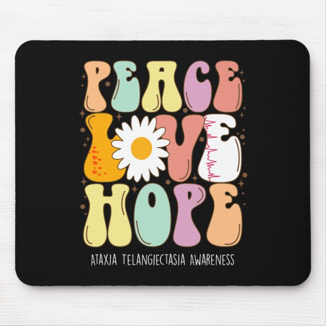 Frieden Liebe Hoffnung Ataxia Telangiectasia Bewus Mousepad (Vorne)