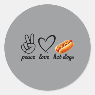 Frieden Liebe Hot Dogs Lustiger Hot-Dog-Liebhaber Runder Aufkleber