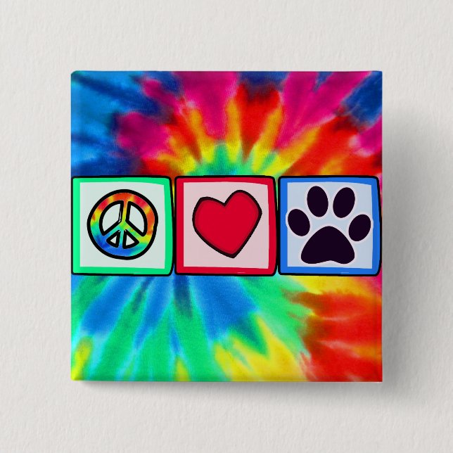 Frieden, Liebe, Hund; Pawprint Button (Vorderseite)