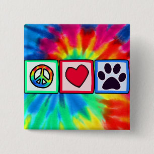Frieden, Liebe, Hund; Pawprint Button
