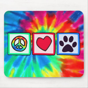 Frieden, Liebe, Hund; Pawprint Mousepad