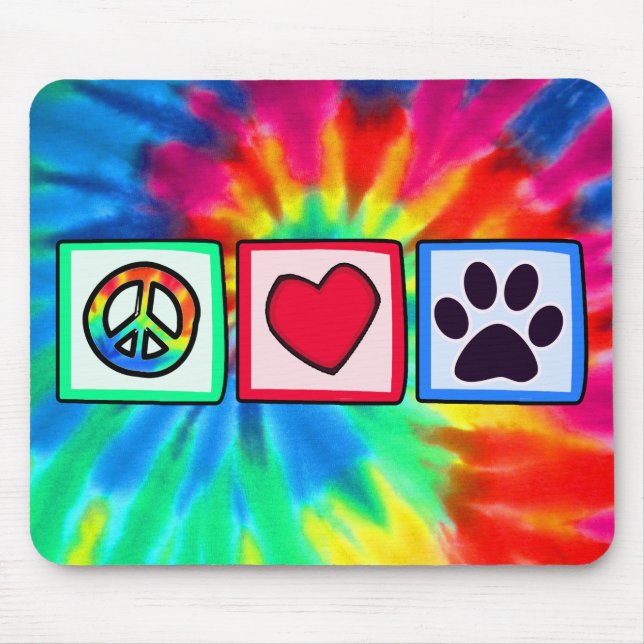 Frieden, Liebe, Hund; Pawprint Mousepad (Vorne)