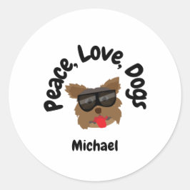 Frieden Liebe Hunde Runder Aufkleber