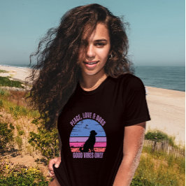 Frieden, Liebe, Hunde T-Shirt, Retro-Sonnenunterga Große Größe T-Shirt