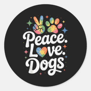 Frieden Liebe Hunde Tie Dye Hunde Liebhaber Rettun Runder Aufkleber