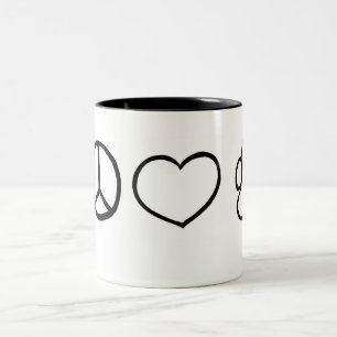 Frieden, Liebe, Hunde Zweifarbige Tasse