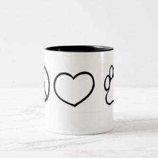 Frieden, Liebe, Hunde Zweifarbige Tasse
