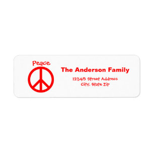 Frieden, Liebe, Joy Peace Sign - Adressetikett