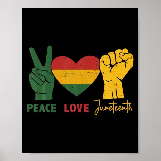 Frieden Liebe Juneteenth mit afrikanischer Flagge  Poster (Vorne)
