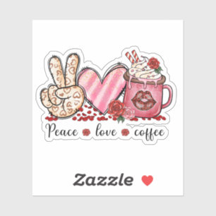 Frieden Liebe Kaffee Herzen Rosa Valentinstag Aufkleber