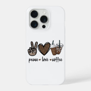 Frieden Liebe Kaffee Leoparden Druck PNG   Süßer K iPhone 15 Pro Hülle