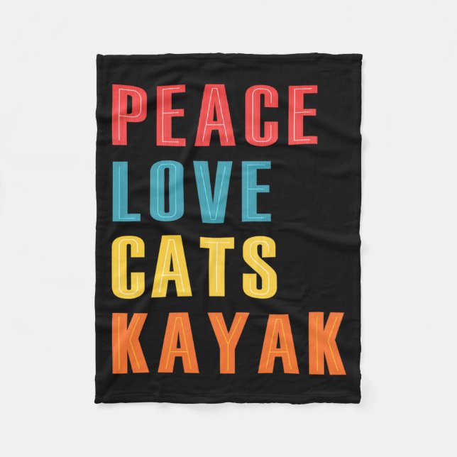 Frieden Liebe Katzen Kayak Lustiges Kayaking Boote Fleecedecke (Vorderseite)