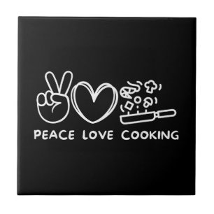 Frieden, Liebe Kochen Retro-Kochliebhaber Chef Ess Fliese