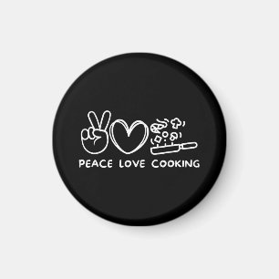 Frieden, Liebe Kochen Retro-Kochliebhaber Chef Ess Magnet