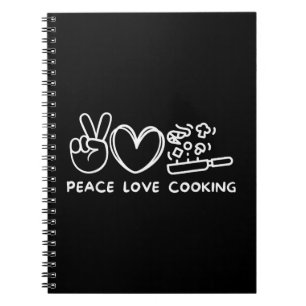 Frieden, Liebe Kochen Retro-Kochliebhaber Chef Ess Notizblock
