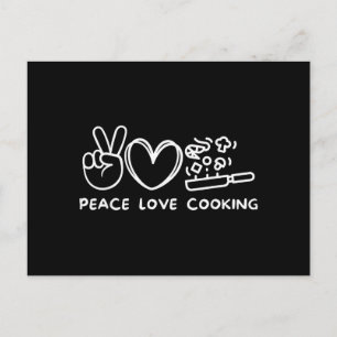 Frieden, Liebe Kochen Retro-Kochliebhaber Chef Ess Postkarte