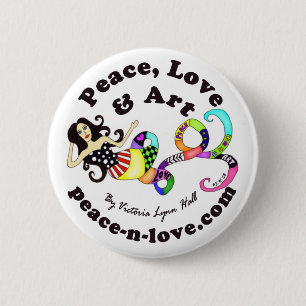 Frieden, Liebe & Kunst Meerjungfrau Werbebutton Button