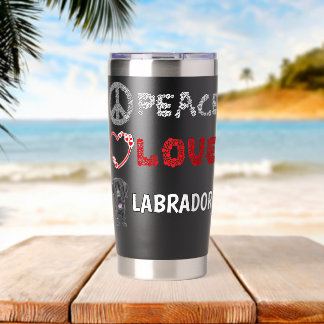 Frieden Liebe Labradors Black Lab Geschenk Labrado Thermobecher