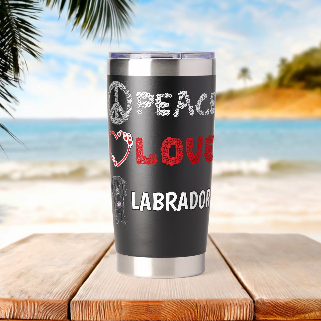 Frieden Liebe Labradors Black Lab Geschenk Labrado Thermobecher (Strand (gedreht))