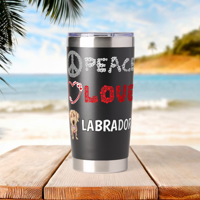 Frieden Liebe Labradors Gelber Lab Geschenk Labrad Thermobecher (Strand (gedreht))