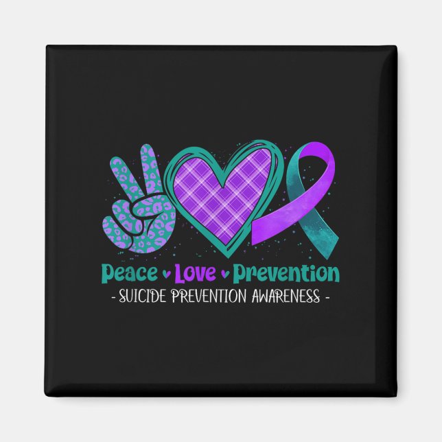 Frieden Liebe Leben Suizidpräventionsbewusstsein L Magnet (Vorne)