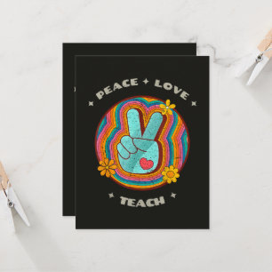 Frieden Liebe Lehre Vintage Retro 70er Hippie Einladung