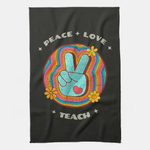 Frieden Liebe Lehre Vintage Retro 70er Hippie Geschirrtuch