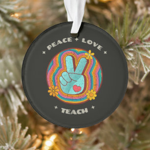 Frieden Liebe Lehre Vintage Retro 70er Hippie Ornament