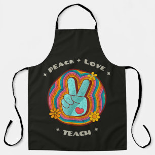Frieden Liebe Lehre Vintage Retro 70er Hippie Schürze