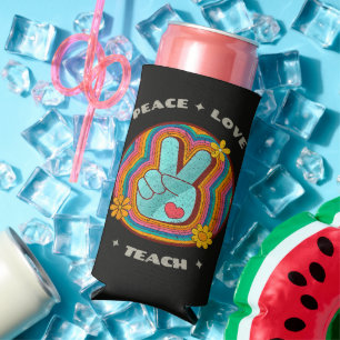 Frieden Liebe Lehre Vintage Retro 70er Hippie Selters Dosenkühler