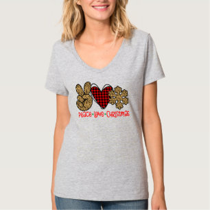Frieden, Liebe, Leopard-Schneeflocke T-Shirt
