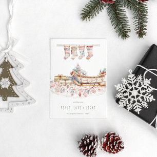 Frieden, Liebe & Licht Boho-Weihnachtswünsche Feiertagspostkarte