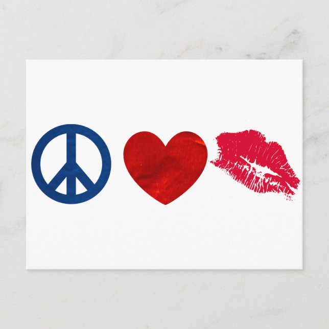 Frieden, Liebe, Lipstick Kiss Postkarte (Vorderseite)