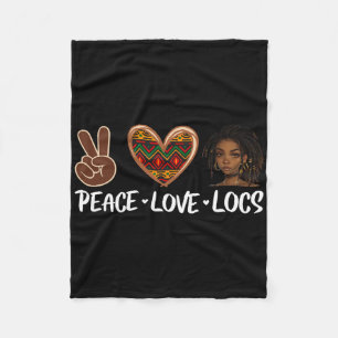Frieden Liebe Locs schwarzes Melanin Frauen Afrika Fleecedecke