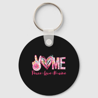 Frieden Liebe Maine Floral Vintage Maine Stolz Sta Schlüsselanhänger
