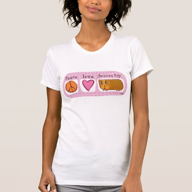 Frieden, Liebe, Meerschweinchen T-Shirt (Vorderseite)